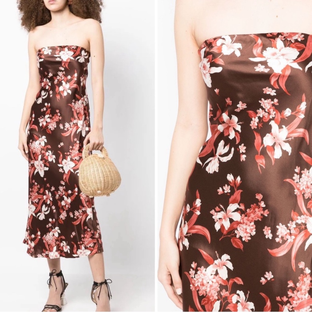 Reformation Joanne Silk Dress In Hilo